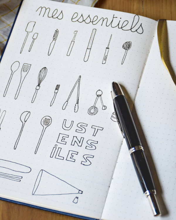 Carnet de dessin mes essentiels de cuisine