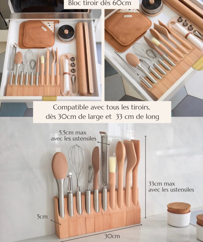 Dimensions de Le Collector Pack Les Indispensables de Casavida : compatible avec les tiroirs dès 30 cm de large et 33 cm de long