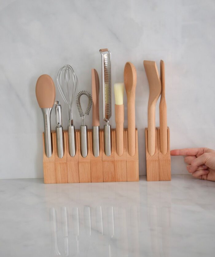 Modules aimantés de Le Collector Pack Les Indispensables de Casavida séparés, ustensiles de cuisine en bois et inox