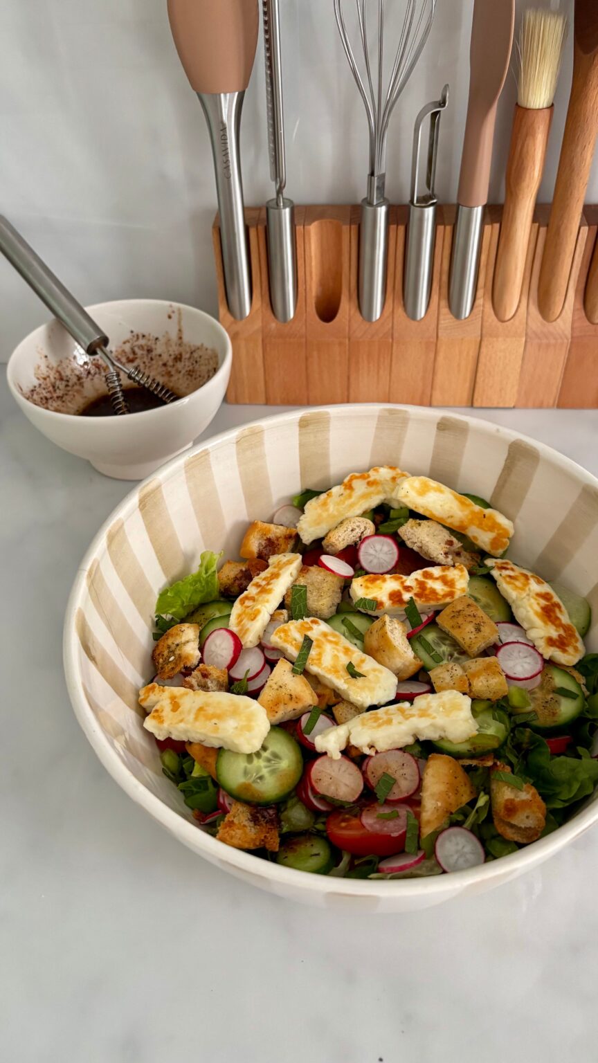 fattoush salade halloumi